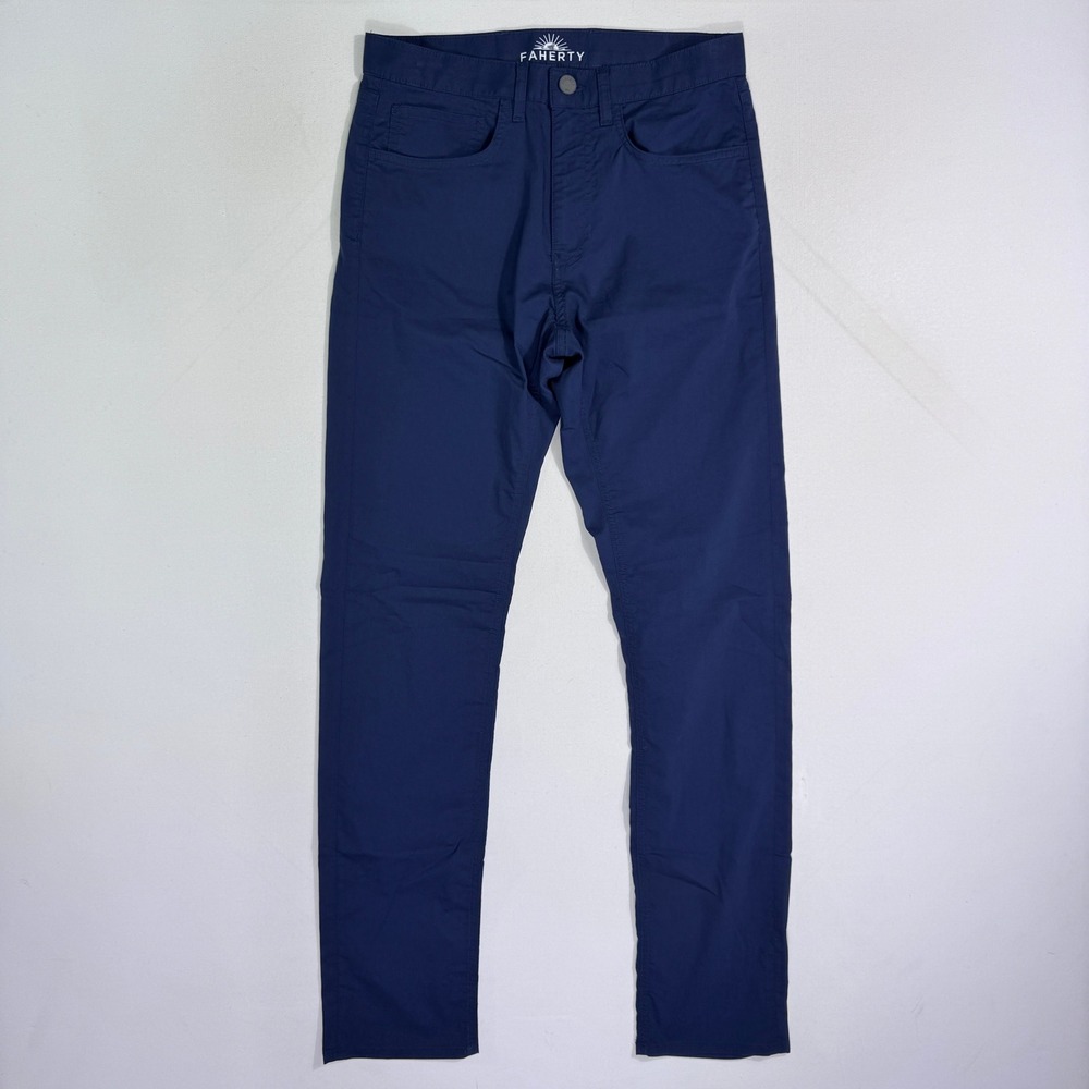 Faherty Mens 28 (29x31.5) Coolmax Stretch 5-Pocket Pants Navy Blue MBC0030-NVY
